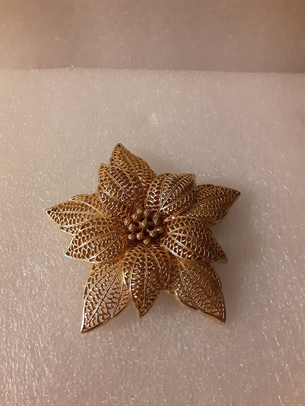 Gold Poinsettia Brooch for Women - Classic Gold Tone